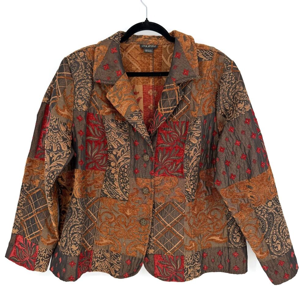 Lane Bryant Tapestry Blazer Jacket Women's Size 22/24W Statement Artsy Jacquard
